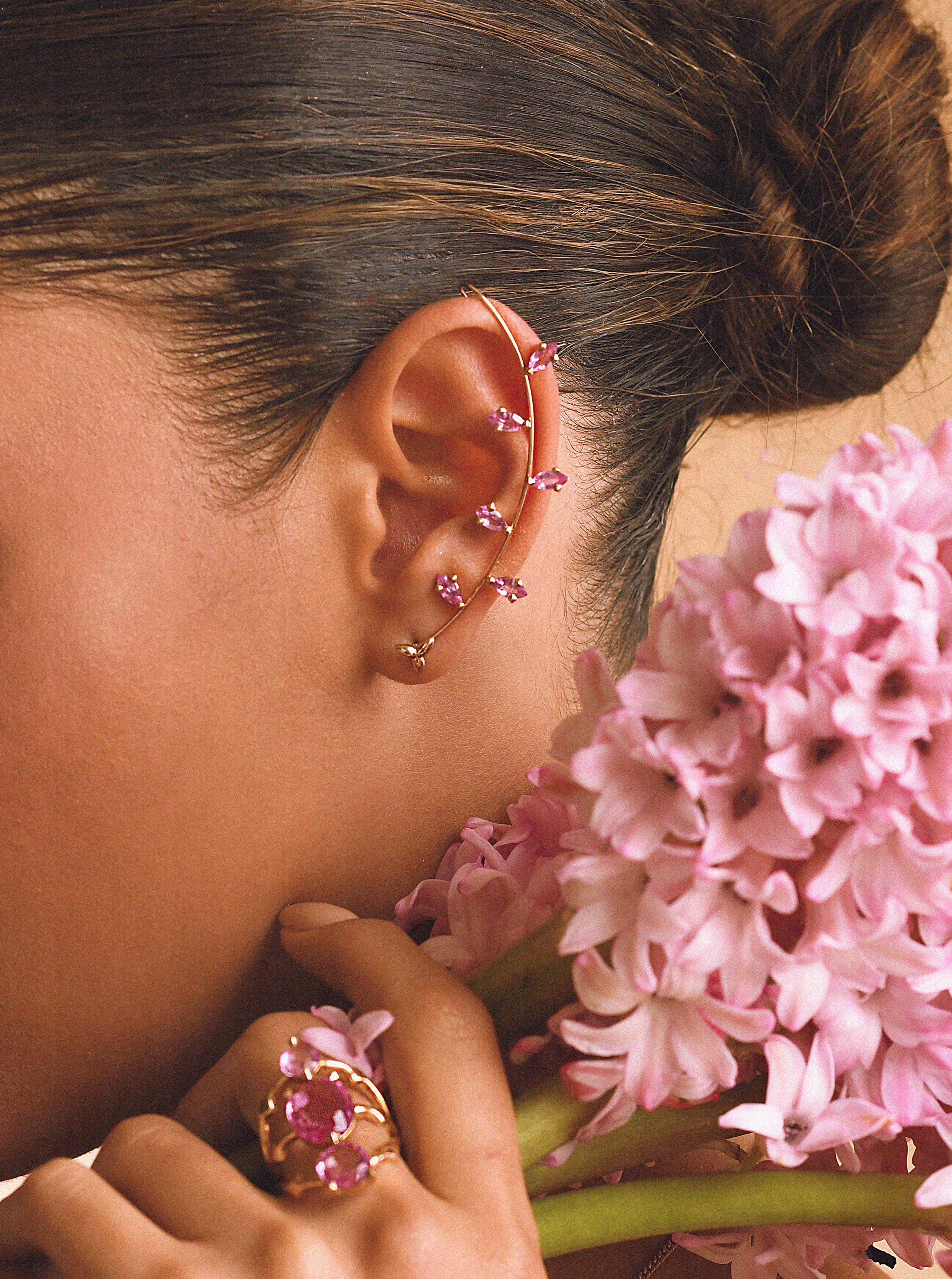 Vajra Pink Petal Marquise Ear Cuff